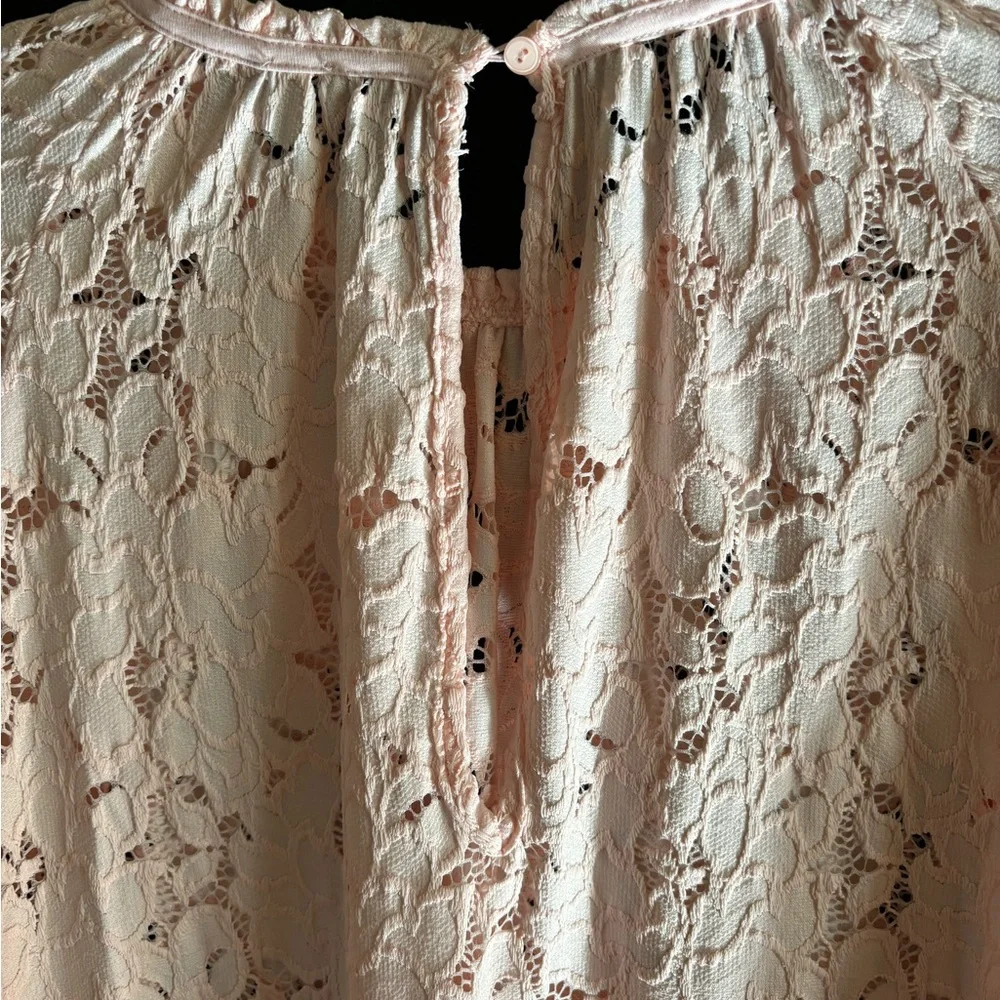 FREE PEOPLE NWT Sz XS Pink Lace BOHO Blouse - Picture 5 of 12